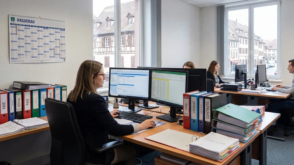 Homme d'affaires souriant en chemise grise boutonnée, posture détendue, appuyé contre une surface, regard confiant dirigé vers la caméra dans un environnement professionnel moderne